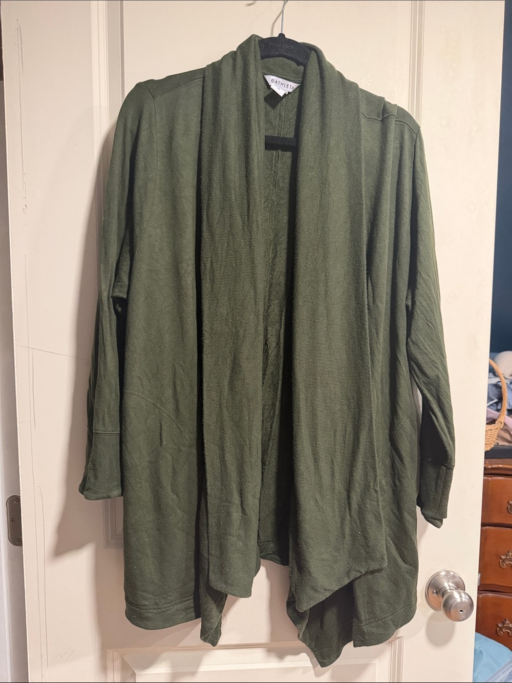 Athleta Pranayama Olive Green Open Drape Cardigan